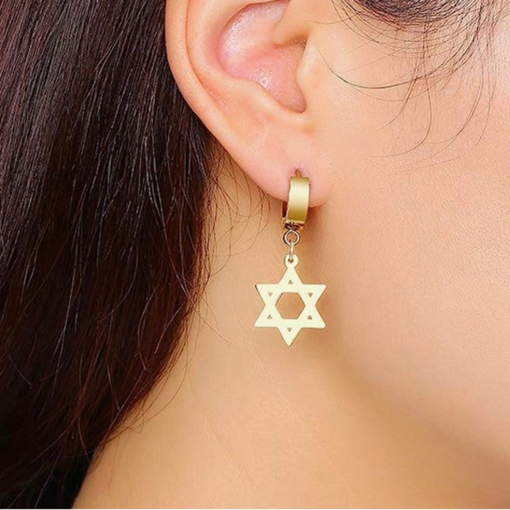 Star of David Huggie Hoop Earrings